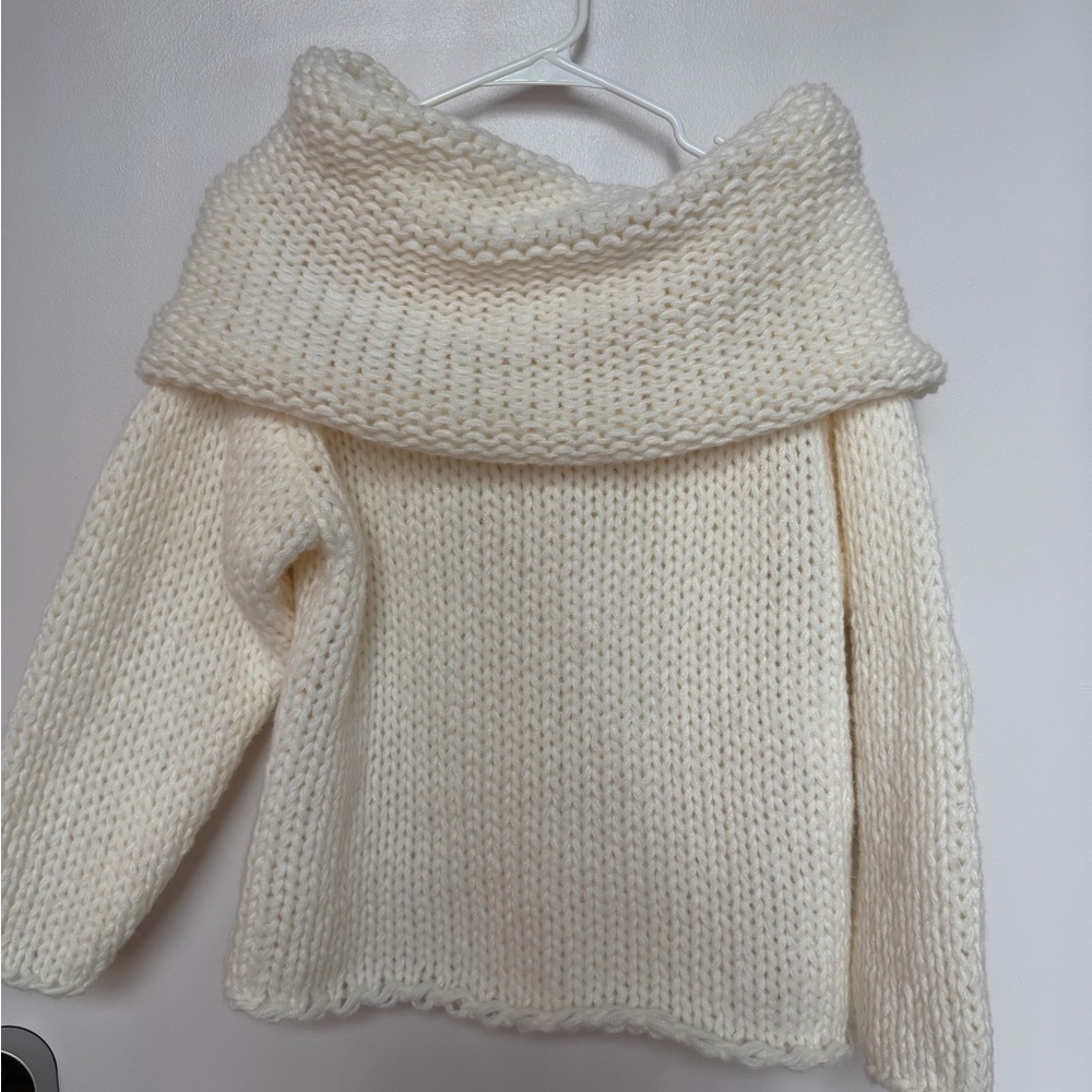 Cozy Off-Shoulder Cream open knit sweater